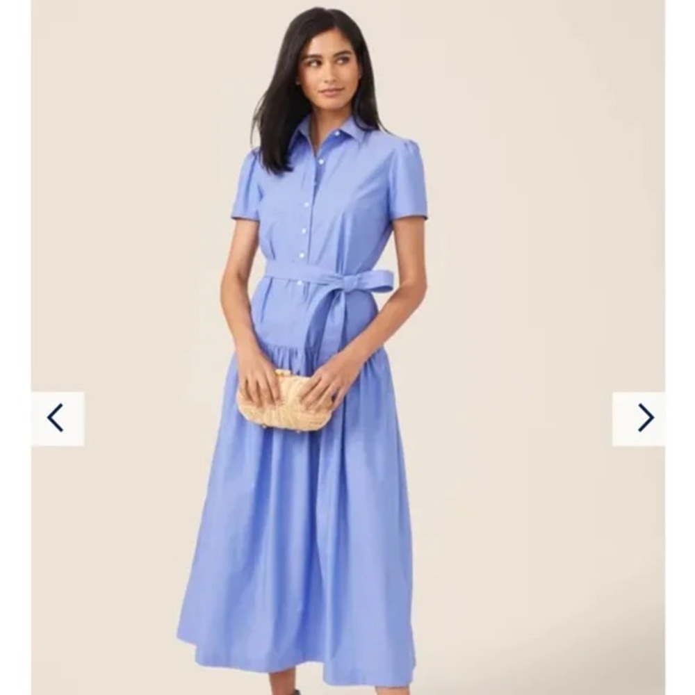 NEW J.McLaughlin Makenna Tie Belt Shirt Dress French Blue - Size Medium